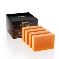 Puerfe Premium Turmeric Kojic Acid Soap Bar close-up highlighting deep hydration.