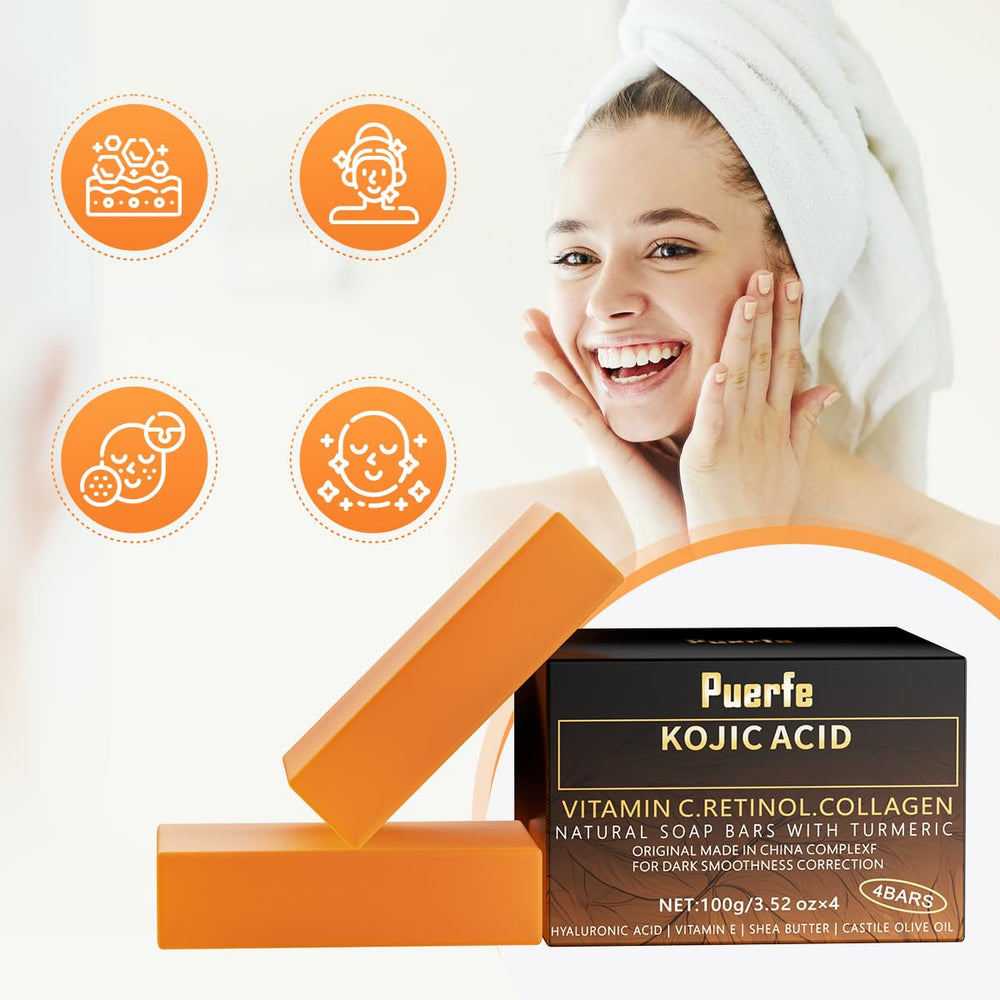 Puerfe Turmeric Kojic Acid Soap Bar nourishing formula for skin.