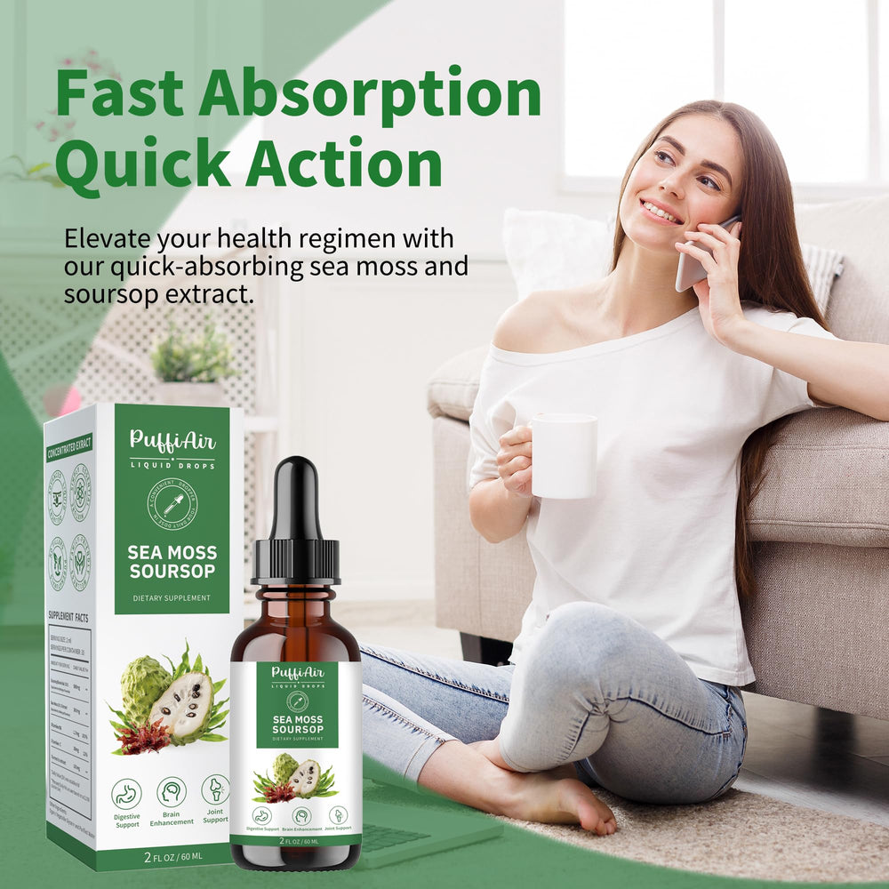 Soursop and sea moss ingredients arranged for PuffiAir Liquid Drop.