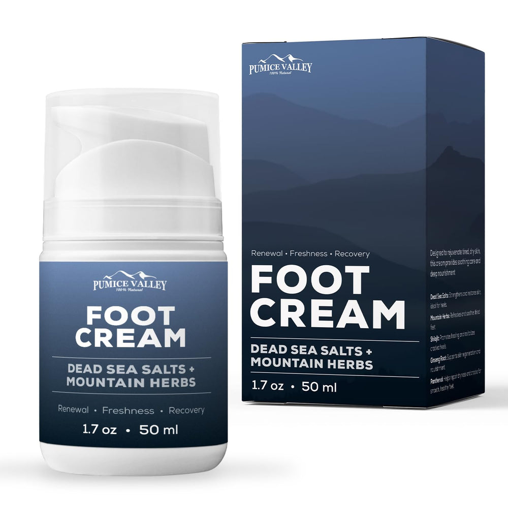Pumice Valley foot cream for dry cracked feet providing deep hydration and softness.