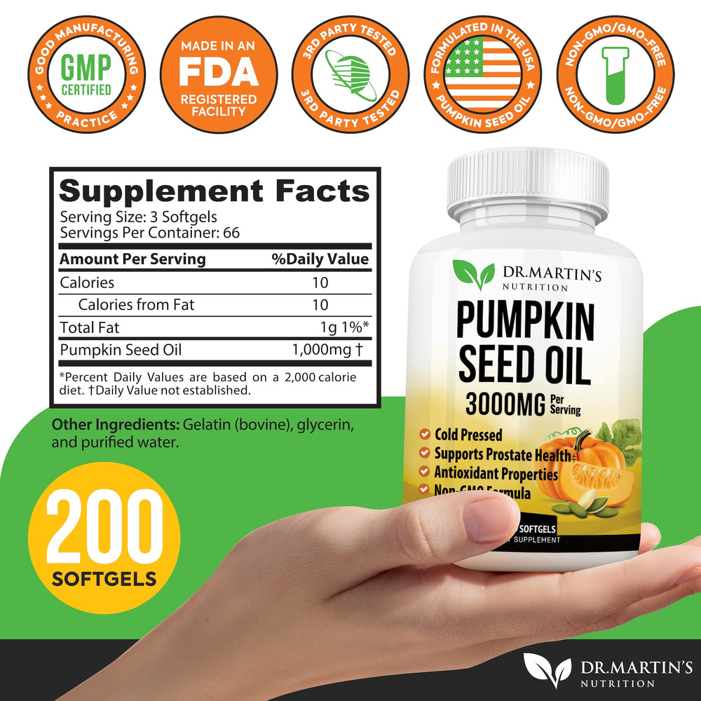 Close-up of pumpkin seed oil softgel capsules