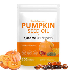 Bottle of Pumpkin Seed Oil Capsules 1000mg with 300 softgels
