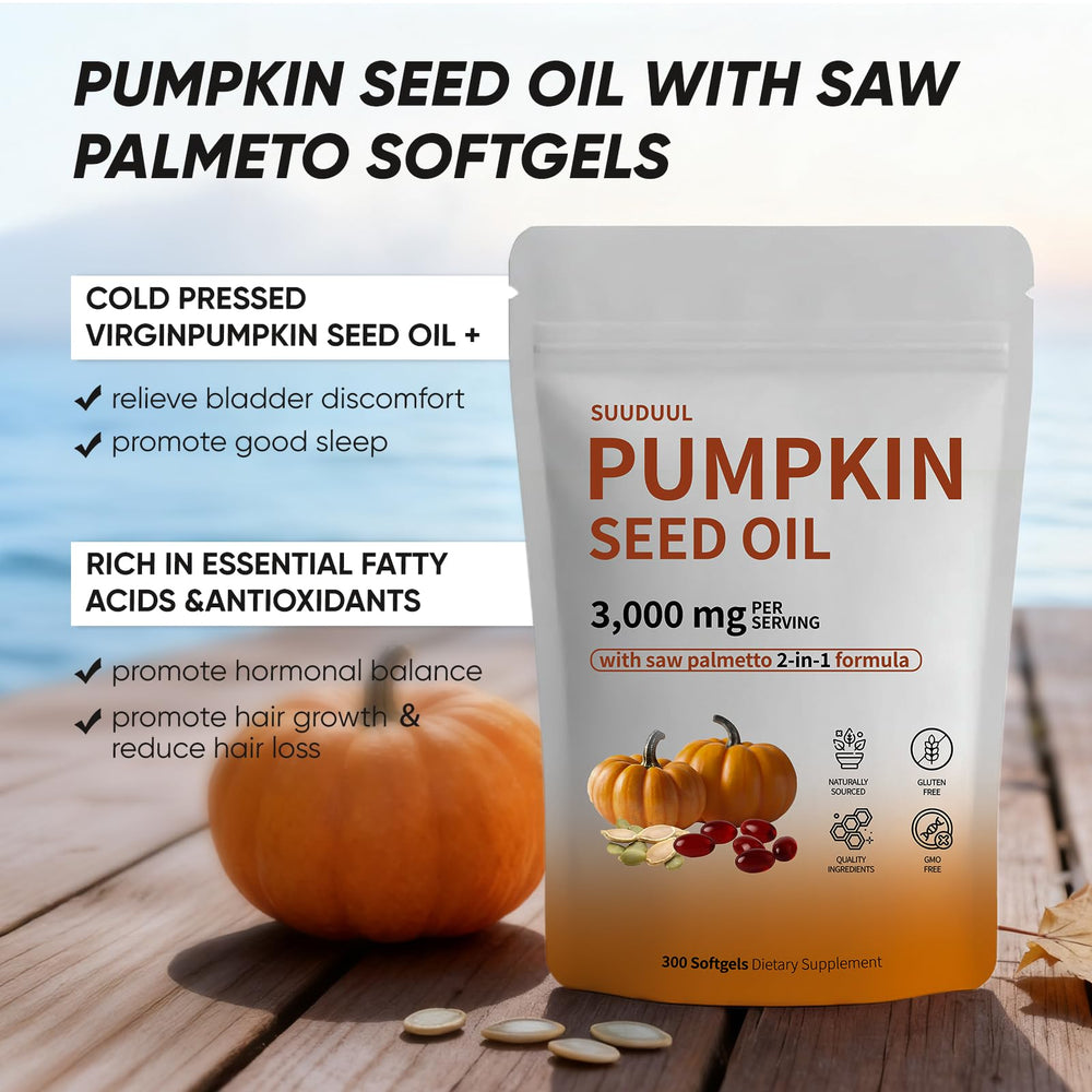 Pumpkin seed oil capsules with saw palmetto extract