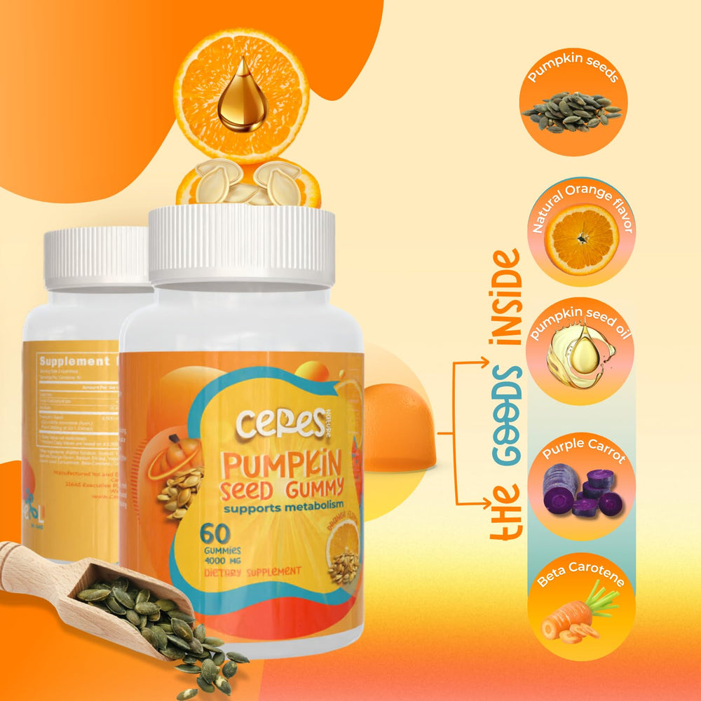 Nutrition facts panel for pumpkin seed oil gummies
