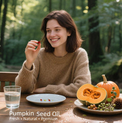 Small, easy-to-swallow pumpkin seed oil softgels