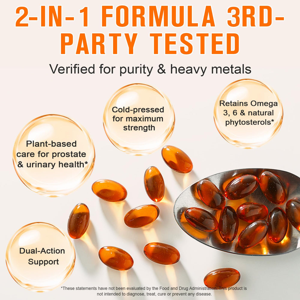 Back label details of Pumpkin Seed Oil with Saw Palmetto softgels