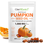 Front view of Pumpkin Seed Oil with Saw Palmetto softgels bottle