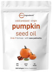 Bottle of Micro Ingredients Pumpkin Seed Oil with Saw Palmetto