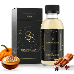 Pumpkin Spice diffuser oil bottle with autumn-themed label