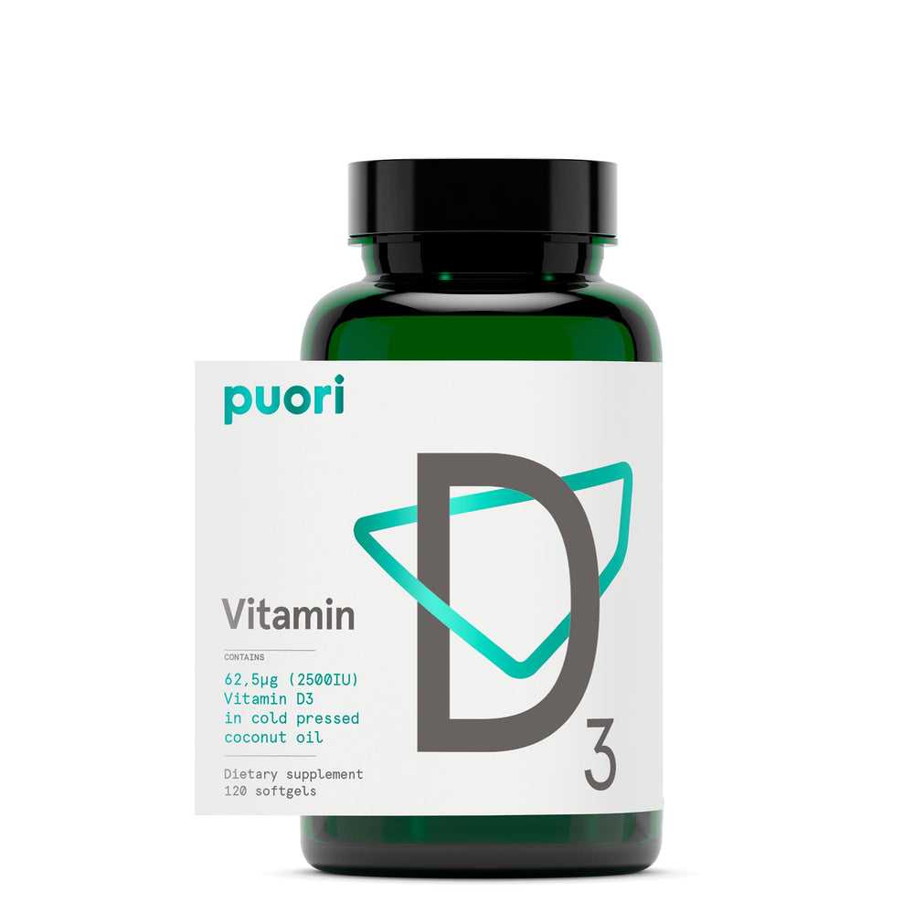 Puori Vitamin D3 Softgels bottle and label
