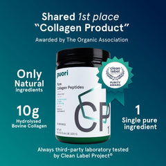Close-up of CP1 collagen peptides powder label