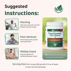 Graphic showing 7 Billion CFU probiotics on Pur Tesai TesaiGreens packaging