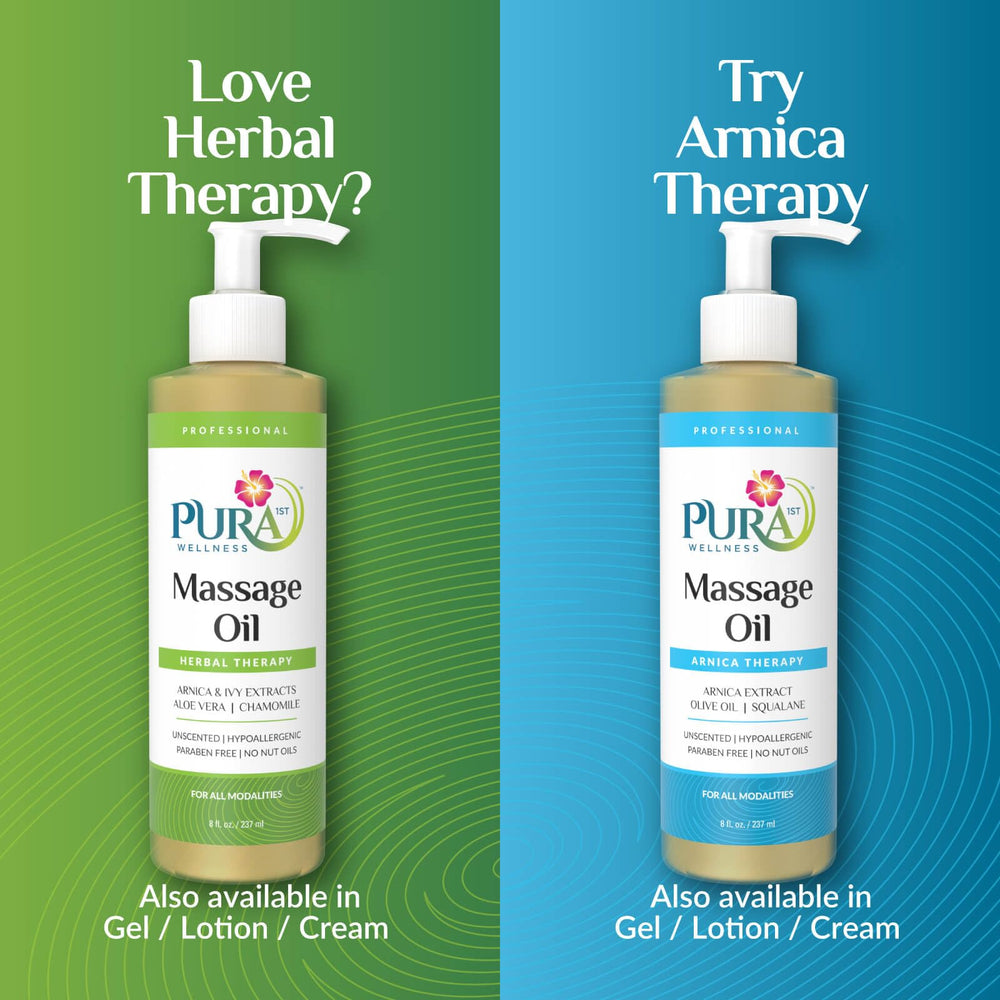 Muscle recovery massage using PURA 1st Wellness oil