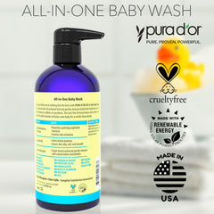 Tear-free, fragrance-free PURA D'OR baby wash for hair and body