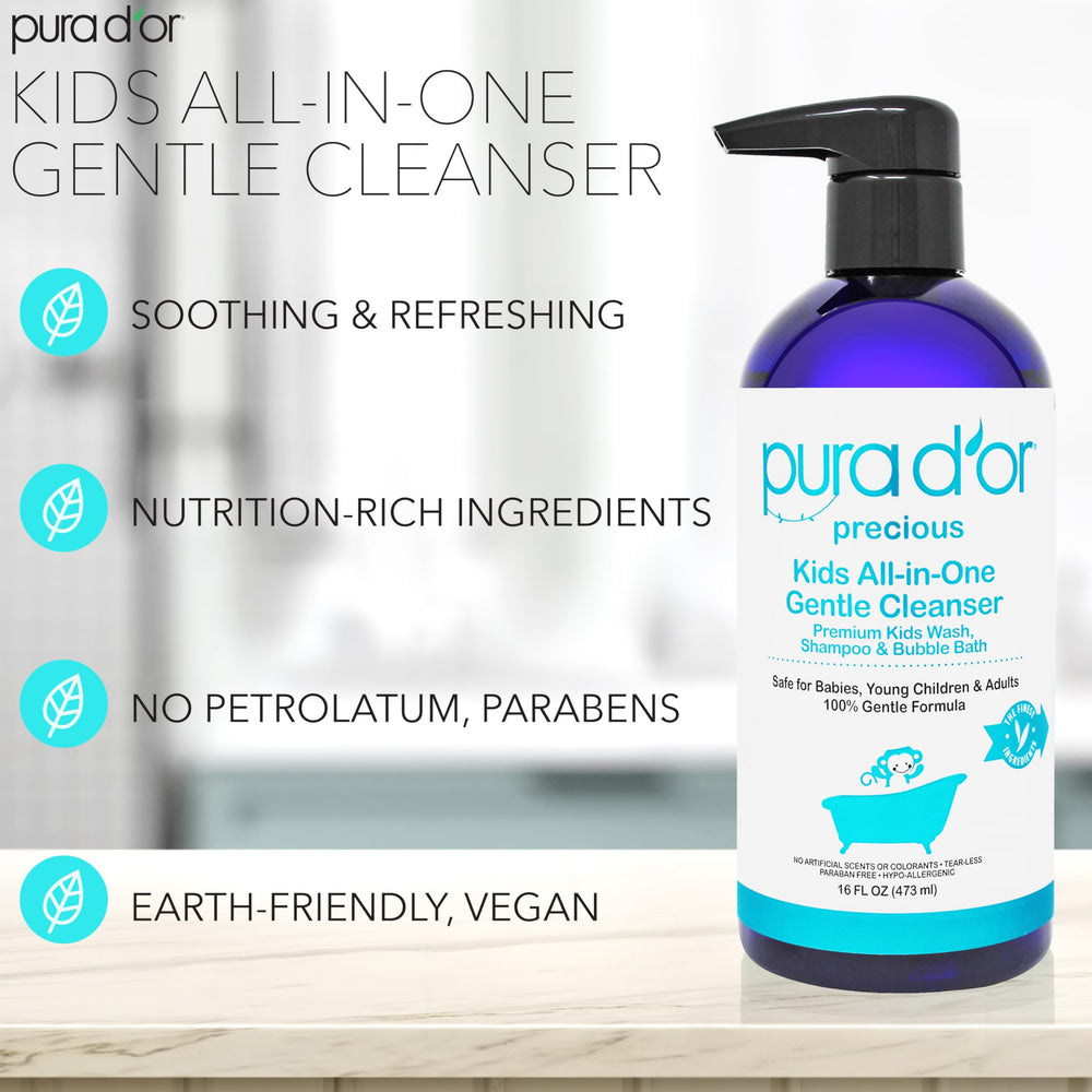 Front label of PURA D'OR Kids All-in-One Gentle Cleanser