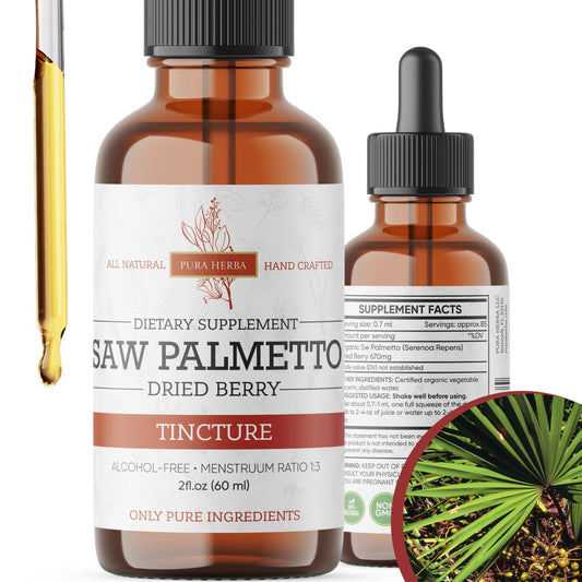 Pura Herba Saw Palmetto Tincture 2 oz bottle - alcohol-free herbal extract