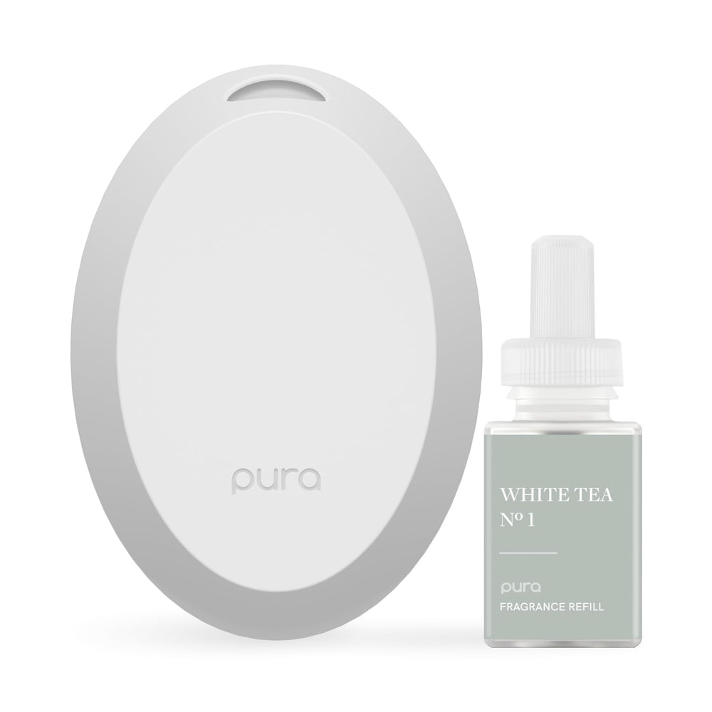Front view of Pura Mini Smart Fragrance Diffuser with LED light