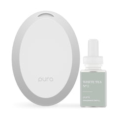 Front view of Pura Mini Smart Fragrance Diffuser with LED light