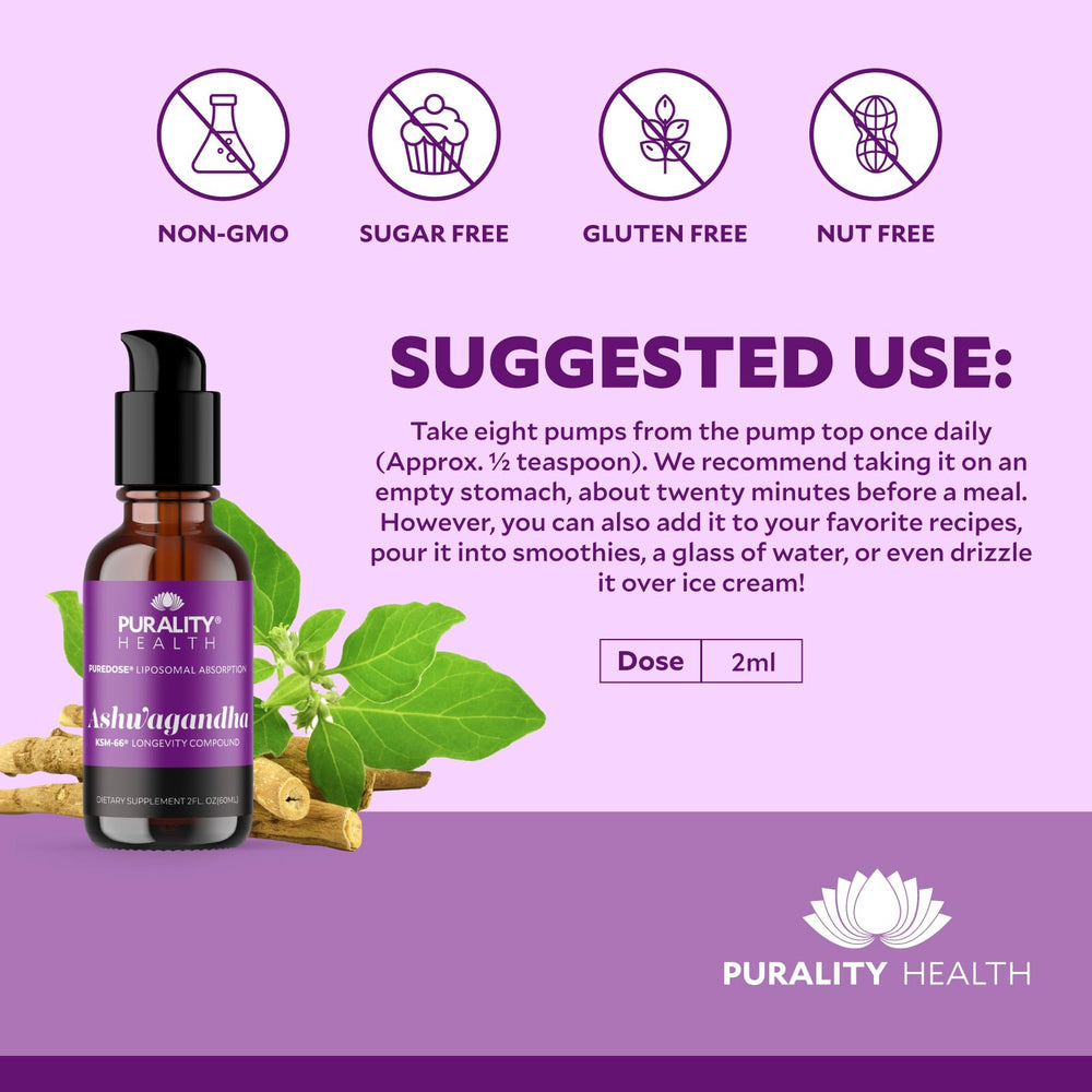 Serving pump and bottle of Ashwagandha Liposomal Liquid 2 fl oz