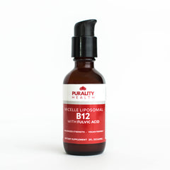 Front view of Purality Health B12 micelle liposomal bottle