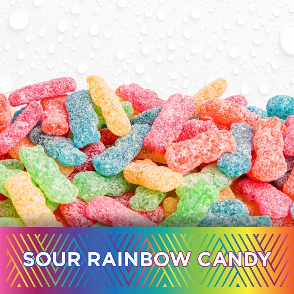 Close-up of Purbolics Aminos Sour Rainbow Candy label