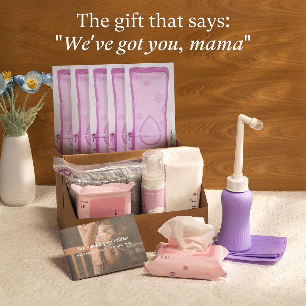 PurComfy gift-ready postpartum kit in convenient packaging