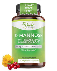 Pure By Nature D-Mannose with Cranberry and Dandelion Root bottle – front view
