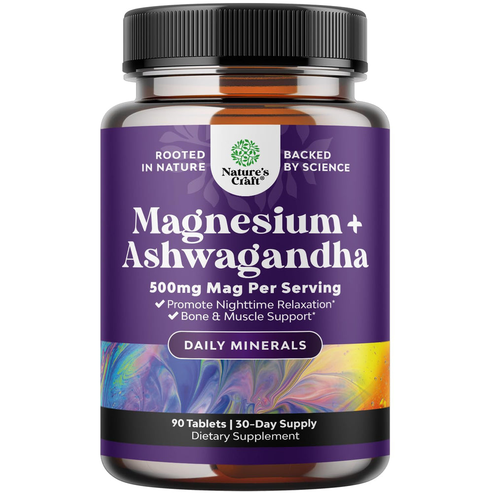 Bottle of Pure Calm Magnesium Glycinate with Ashwagandha front view