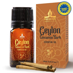 Amber glass bottle with dropper of cinnamon essential oil