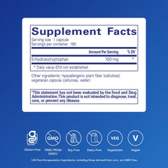 Close-up of 5-HTP capsules showing small, easy-to-swallow pills for daily use