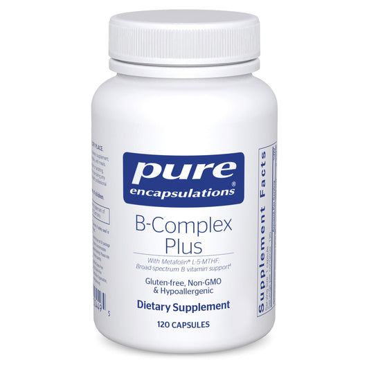 Bottle label of Pure Encapsulations B-Complex Plus 120 capsules