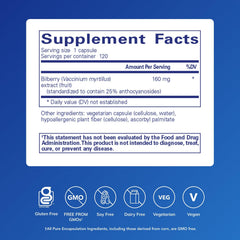 Bilberry 160 mg capsules for eye health visual support