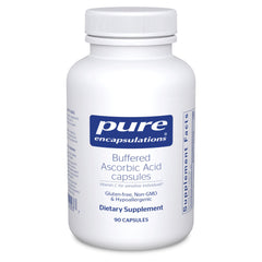 Front view of Pure Encapsulations Buffered Ascorbic Acid Capsules bottle with 90 capsules