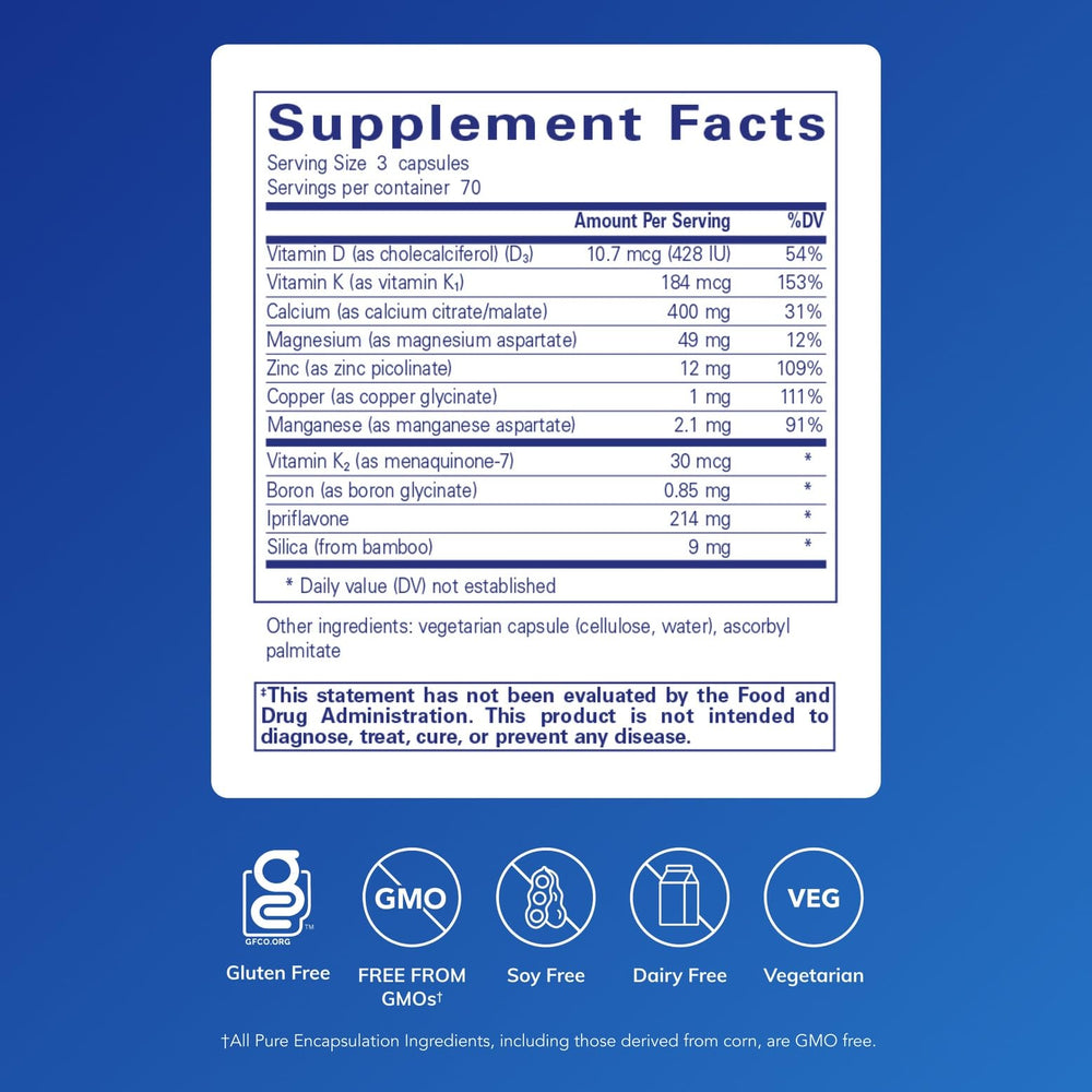 Supplement bottle label highlighting calcium and minerals