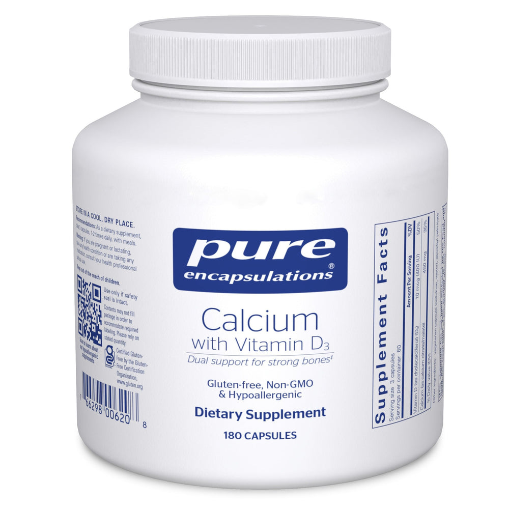 Front view of Pure Encapsulations Calcium with Vitamin D3 bottle