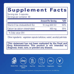 Bottle displaying product name and dosage information