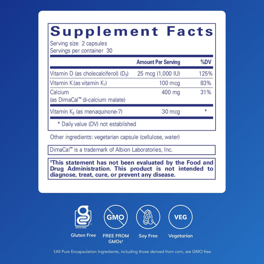Close-up of Calcium K/D bottle label