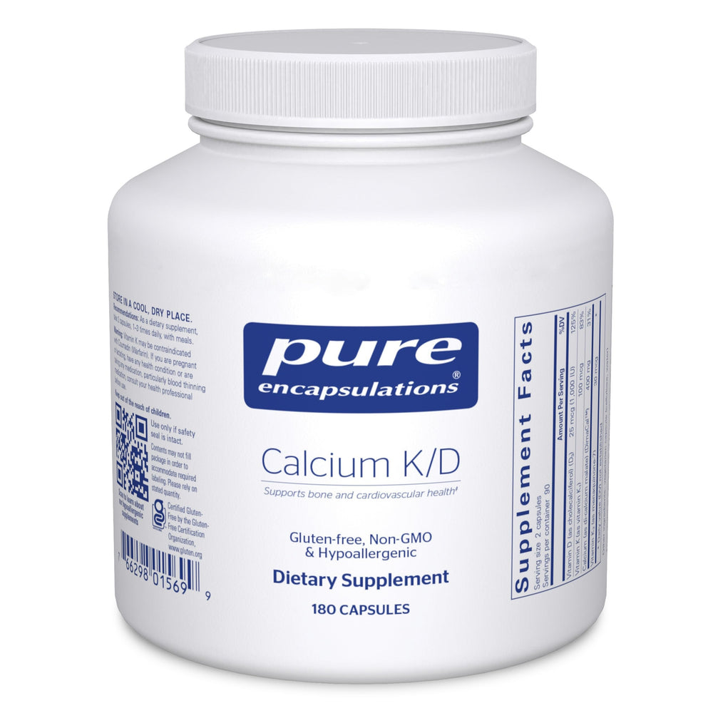 Pure Encapsulations Calcium K/D bottle showing bone health support