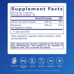Calcium Magnesium Citrate 240g 90 capsules label