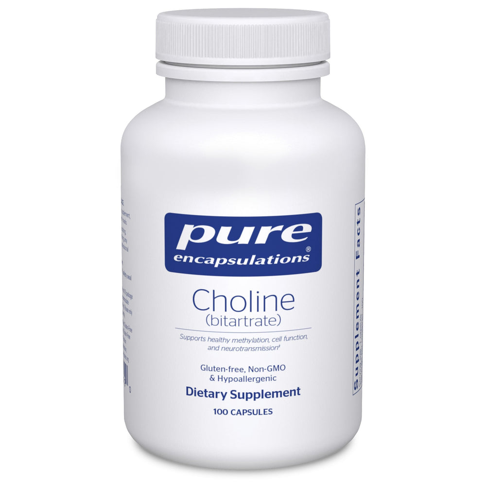 Pure Encapsulations Choline Bitartrate 275 mg bottle with label