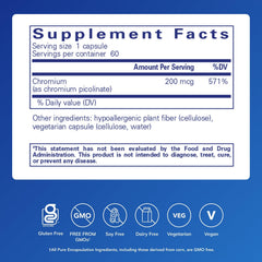 Pure Encapsulations Chromium Picolinate 200 mcg bottle back with label