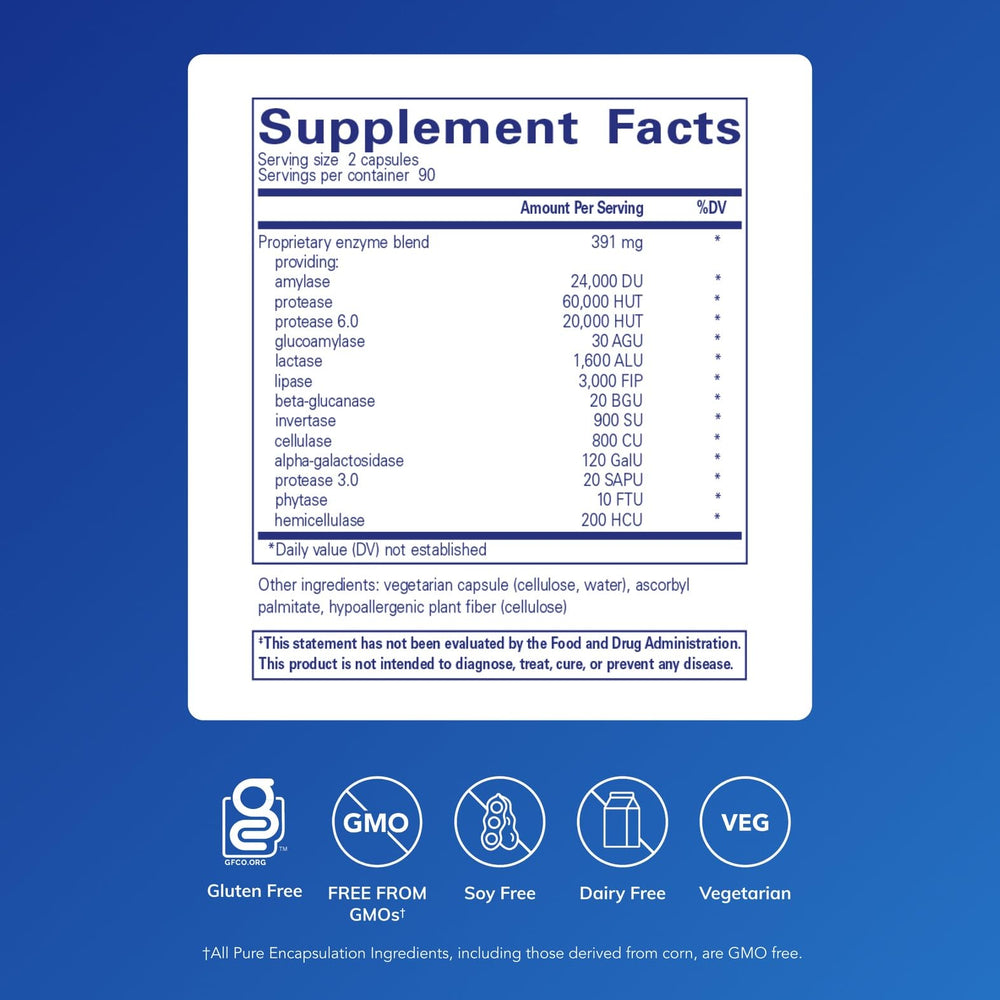 Close-up of Digestive Enzymes Ultra label on bottle