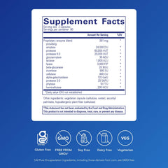 Close-up of Digestive Enzymes Ultra label on bottle