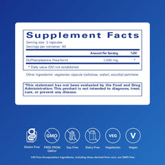 DL-Phenylalanine product label with ingredients and supplement facts