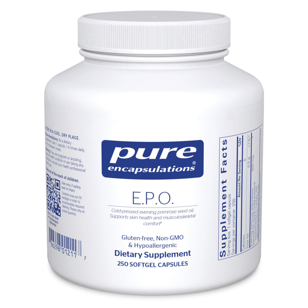Pure Encapsulations E.P.O bottle ready for daily use supporting skin and overall wellness