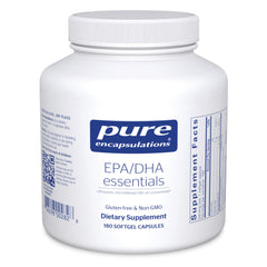 Pure Encapsulations EPA/DHA Essentials bottle for heart and brain health support.