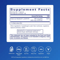 Folate 400 Metafolin bottle with label