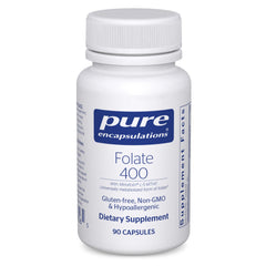 Hero image: Pure Encapsulations Folate 400 Metafolin bottle