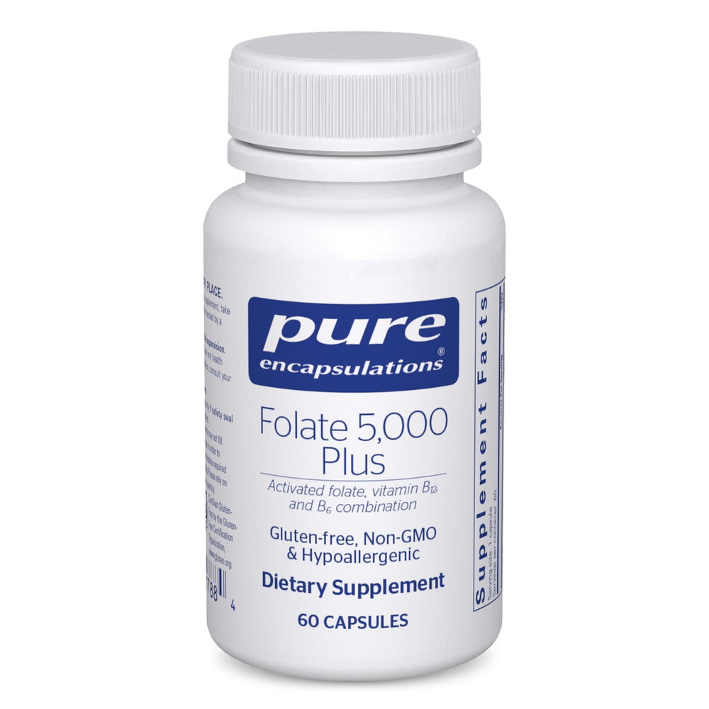 Bottle of Pure Encapsulations Folate 5,000 Plus front view