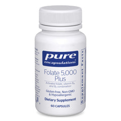 Bottle of Pure Encapsulations Folate 5,000 Plus front view